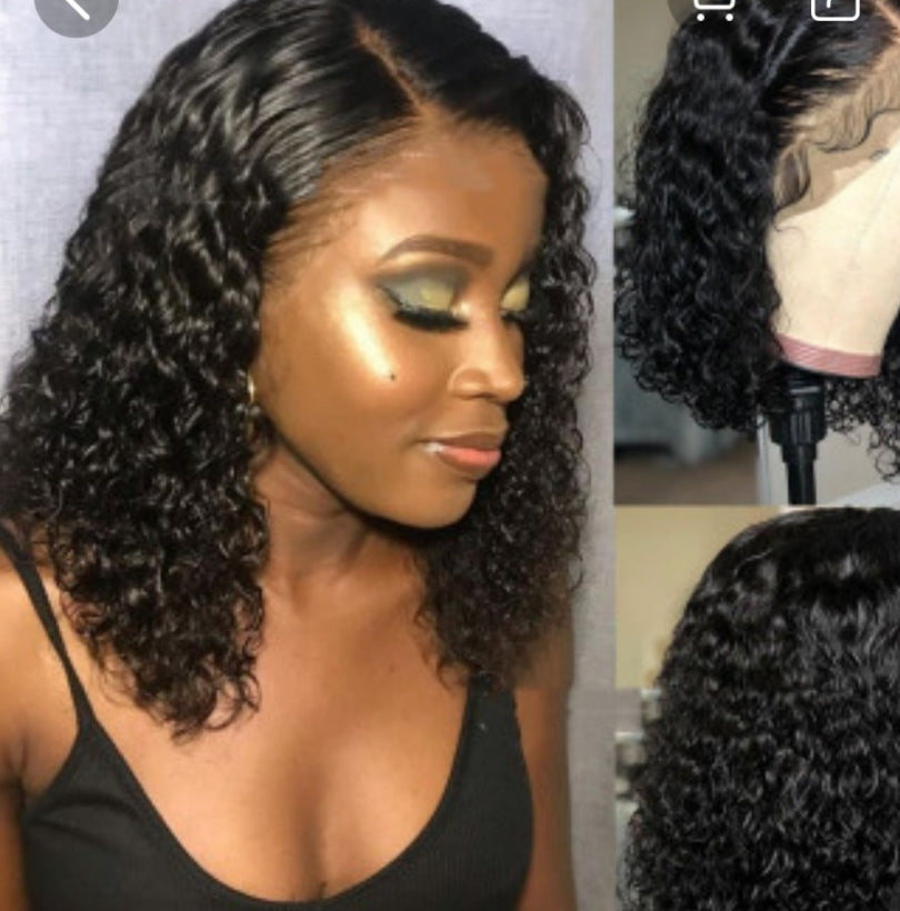 Short curly lace front wig